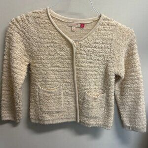 Pink Chicken Girls Ivory Fluffly Sweater Cardigan Size 8Y